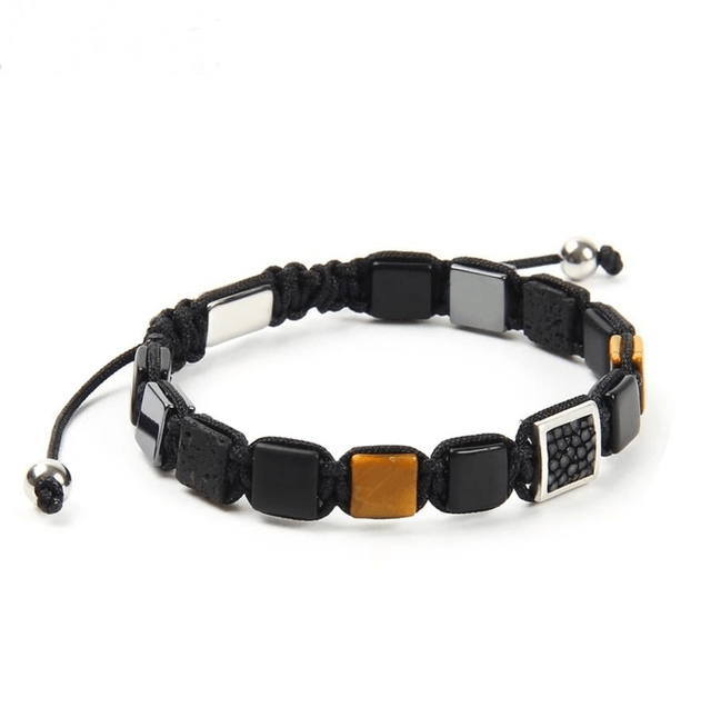 Bracelet minéraux et galuchat 