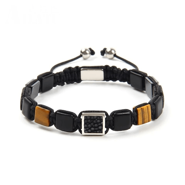 Bracelet minéraux et galuchat 